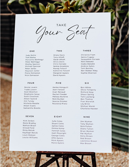 Wedding seating plan
